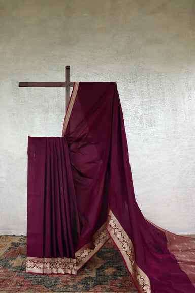 Purple handloom Banarsi saree with kadhua motifs in pure silk