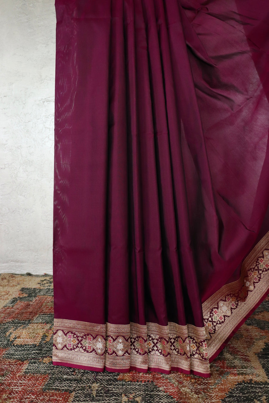 Purple Meenadar Border Kadhua Pure Silk Handloom Banarasi Saree