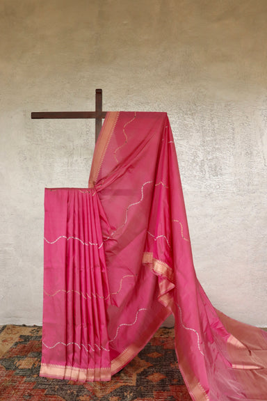 Pink Kadhua Pure Katan Silk Saree | Stuti Weaves