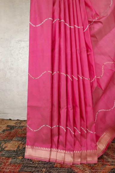 Pink Kadhua Pure Katan Silk Saree | Stuti Weaves