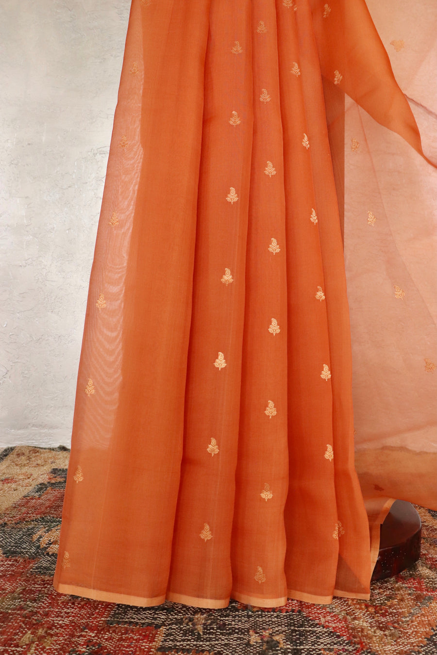 Saffron Virsa Handwoven Banarasi Kora Silk Saree