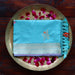 Light Blue Leaf pure Katan silk Banarasi dupatta with thread-by-thread motifs.