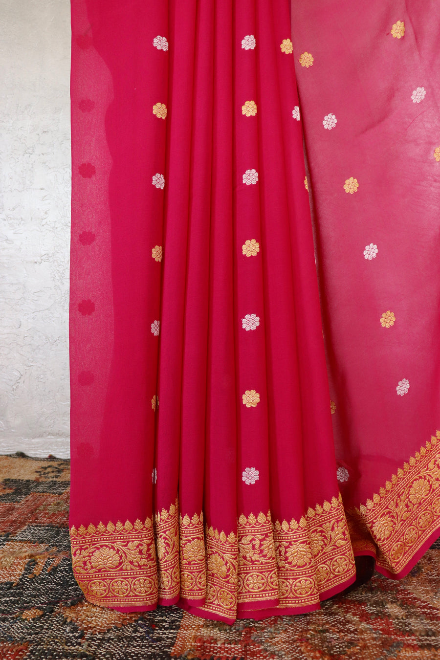 Magenta Sona Rupa Kadhua Georgette Handwoven Saree