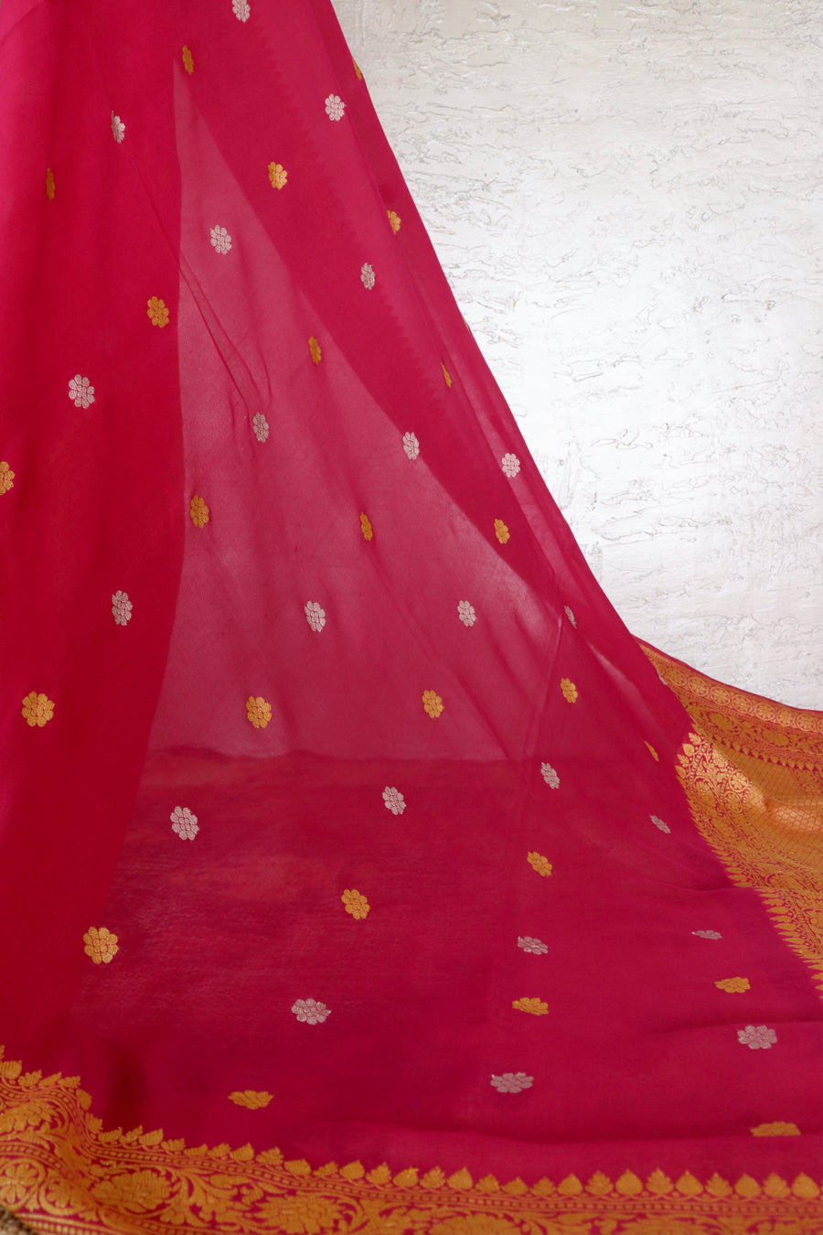 Magenta Sona Rupa Kadhua Georgette Handwoven Saree