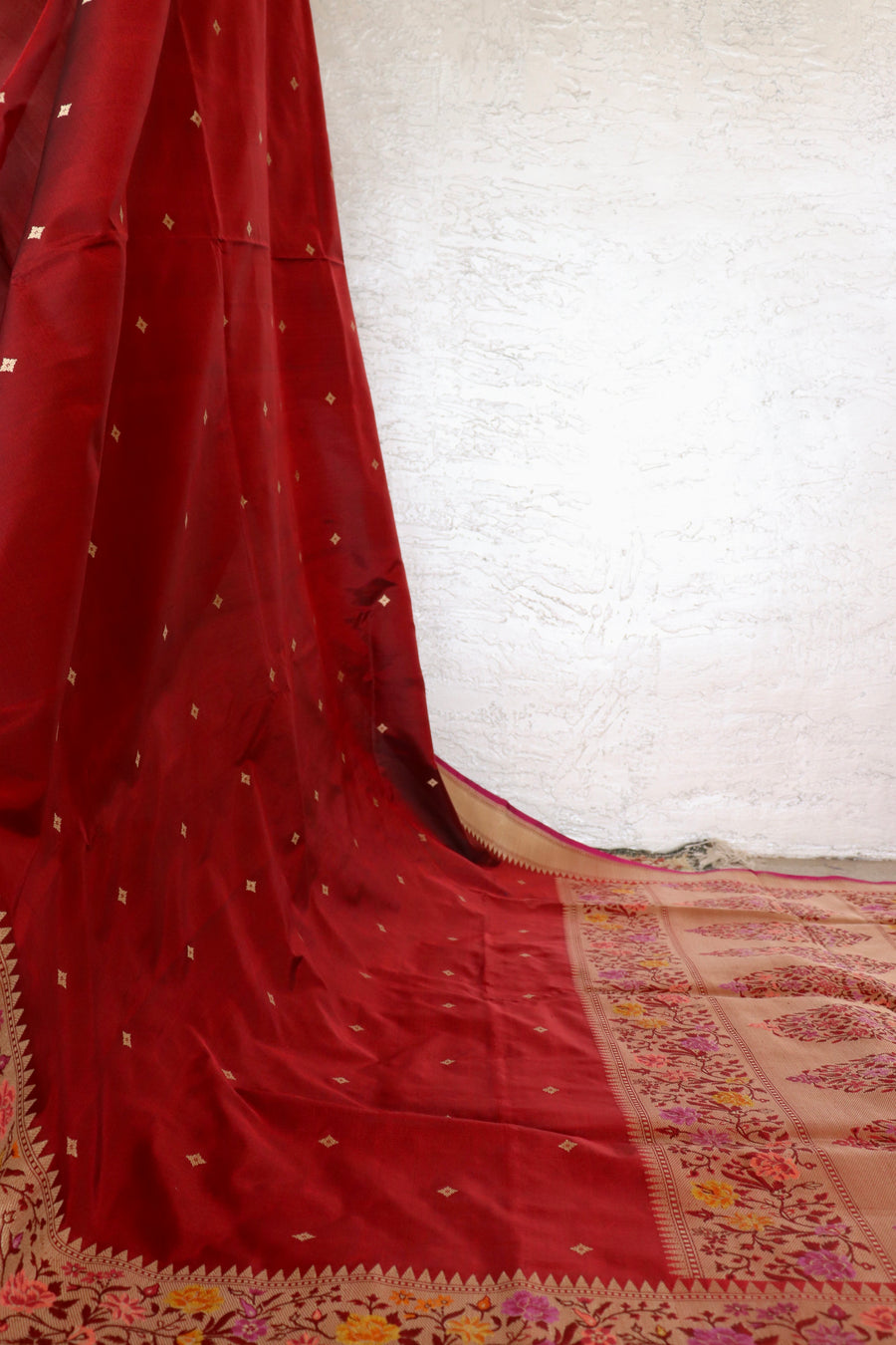 Maroon Meenadar Kadhua  Pure Silk Handloom Banarasi Saree