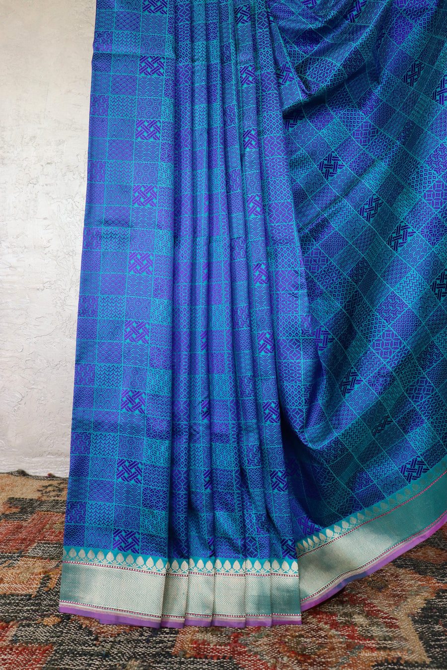 Blue Resham Handwoven Banarasi Tanchoi Silk Saree