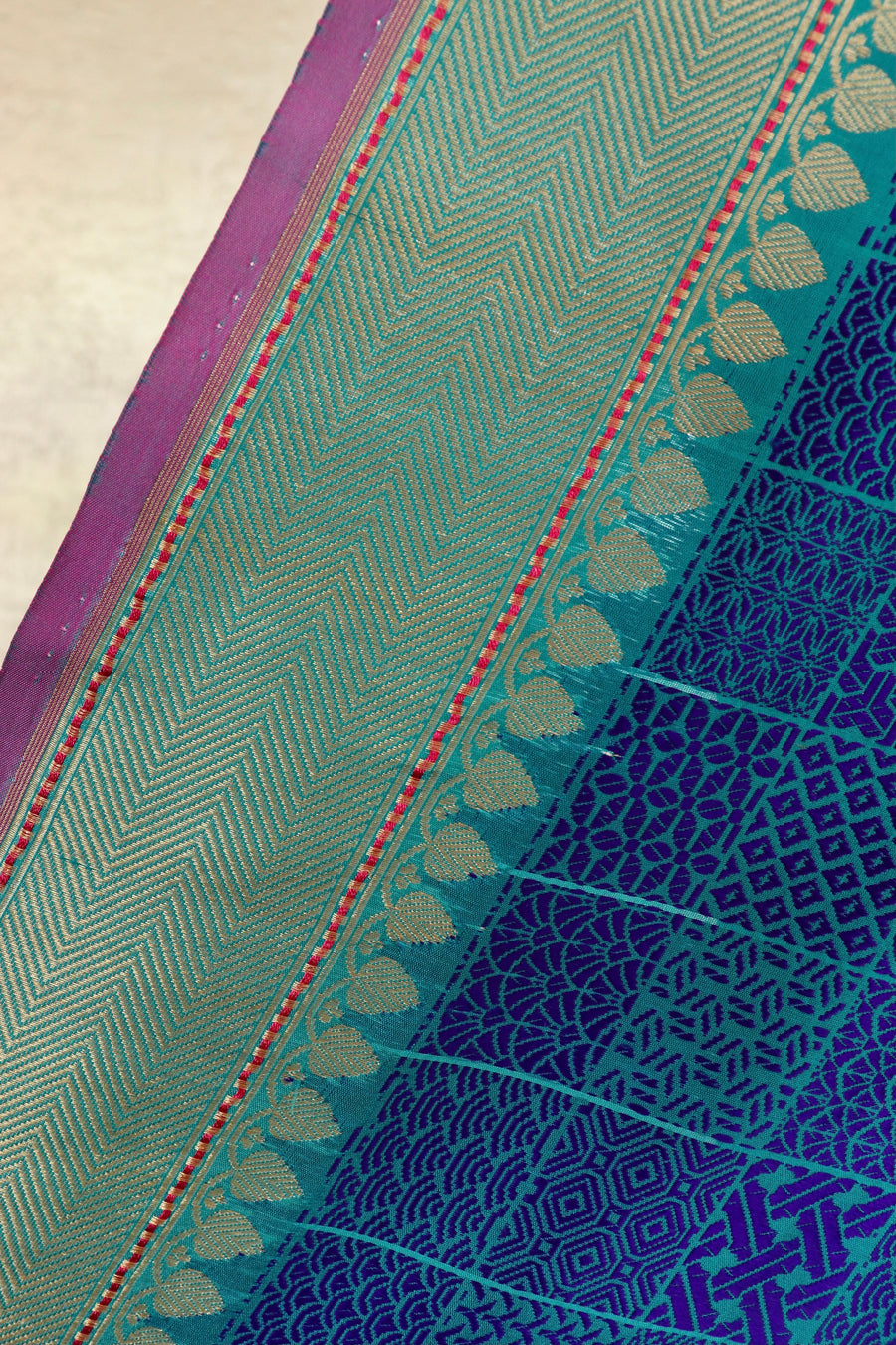 Blue Resham Handwoven Banarasi Tanchoi Silk Saree