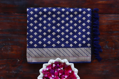 handloom Banarsi saree with buti motifs in pure silk