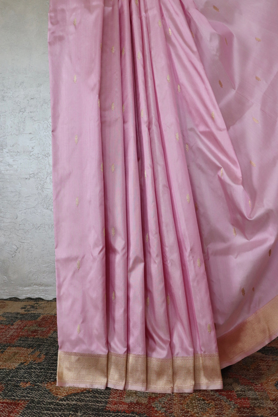 Baby Pink Kairy Kuniya Pure Silk Handloom Banarasi Saree