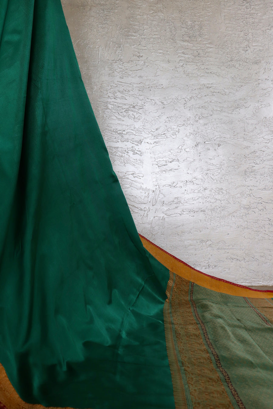 Green Banarasi Handwoven Satin Silk Saree