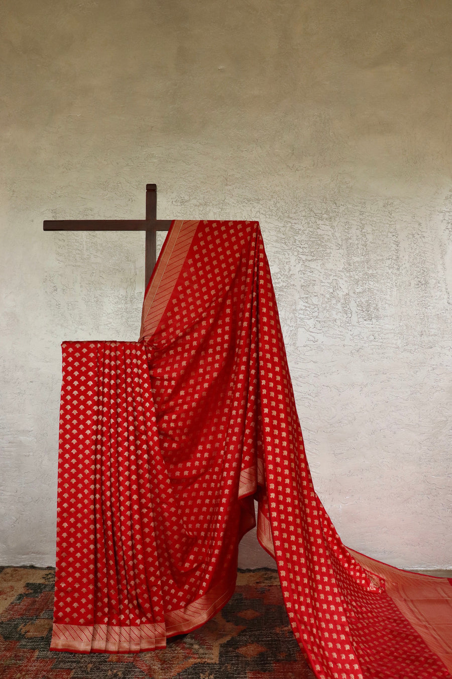 handloom Banarsi saree with buti motifs in pure silk