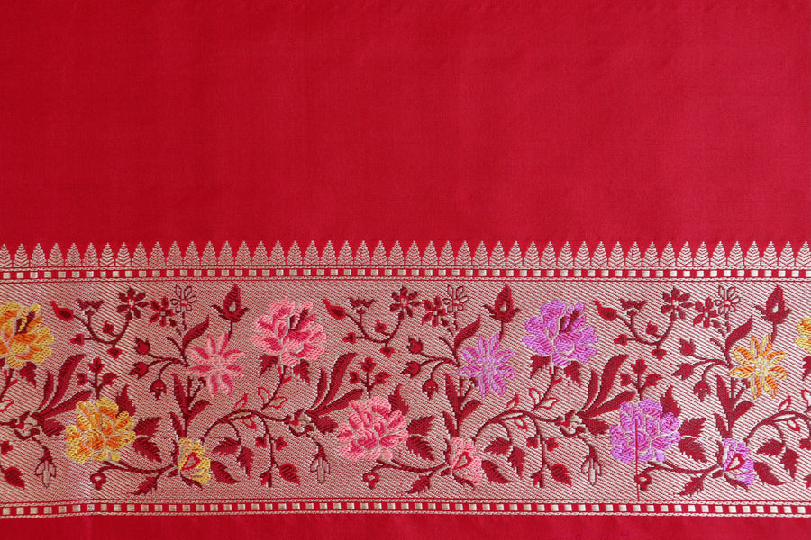 Red Meenadar Kadhua  Pure Silk Handloom Banarasi Saree