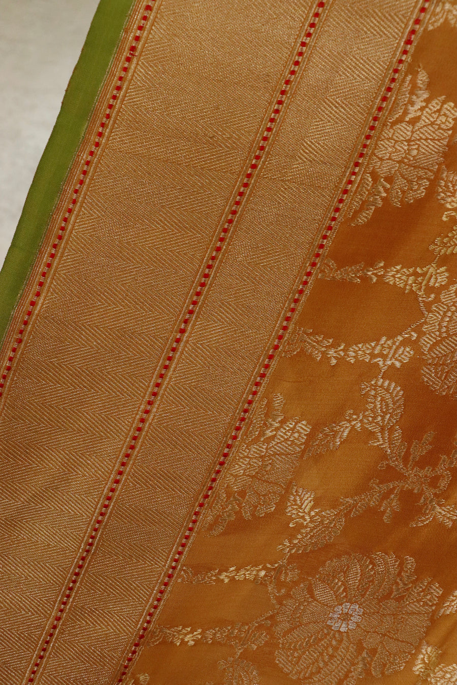 Saffron Yellow Chinar Jangla Pure Silk Handloom Banarasi Saree