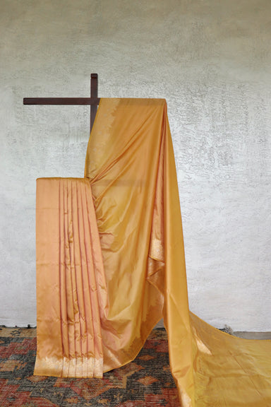 Peach Katan Silk Banarasi Saree | Stuti Weaves