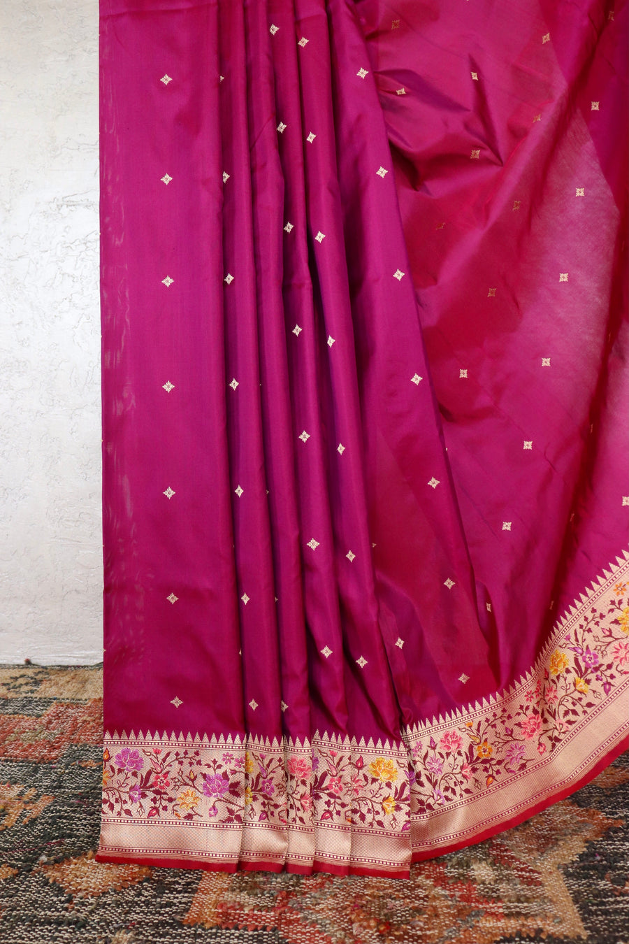 Magenta Meenadar Kadhua  Pure Silk Handloom Banarasi Saree