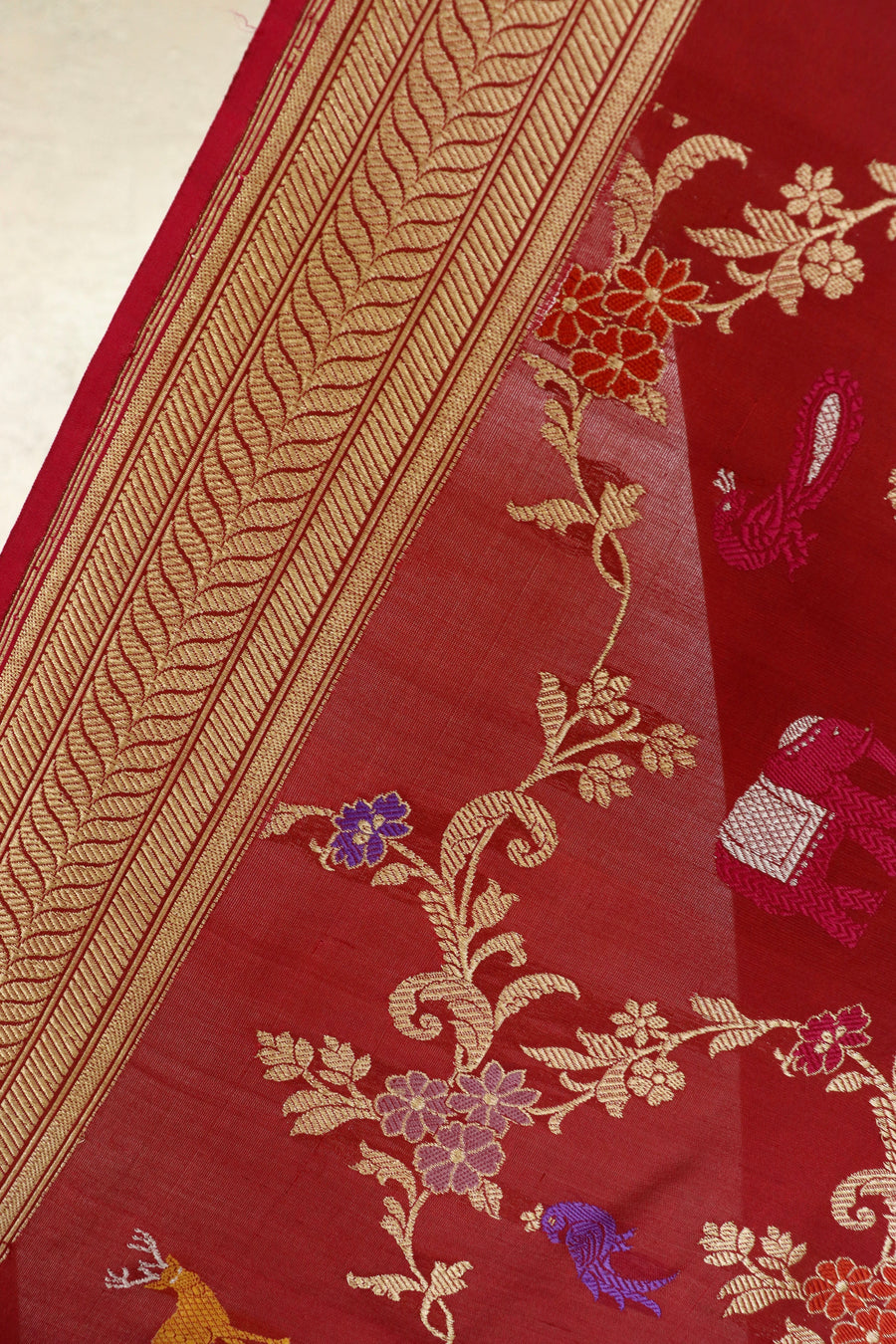 Maroon Kadhua Shikargah Pure Silk Handloom Banarasi Saree