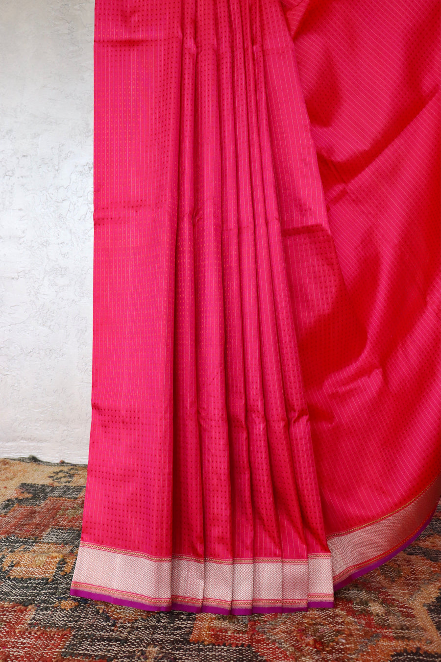 Pink Resham Handwoven Banarasi Tanchoi Silk Saree
