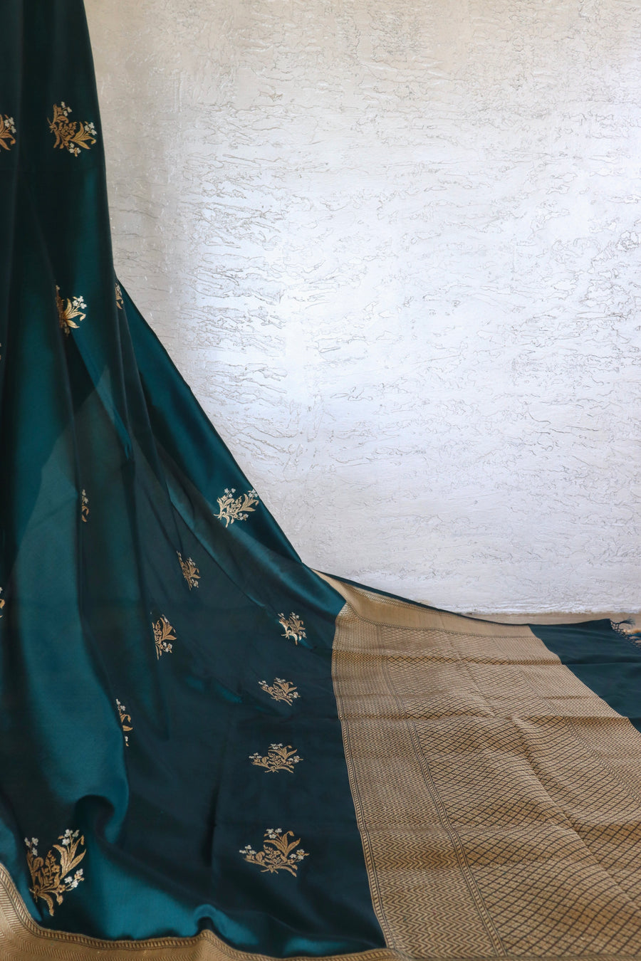 Peacock Blue Alfi Pure Silk Handloom Banarasi Saree
