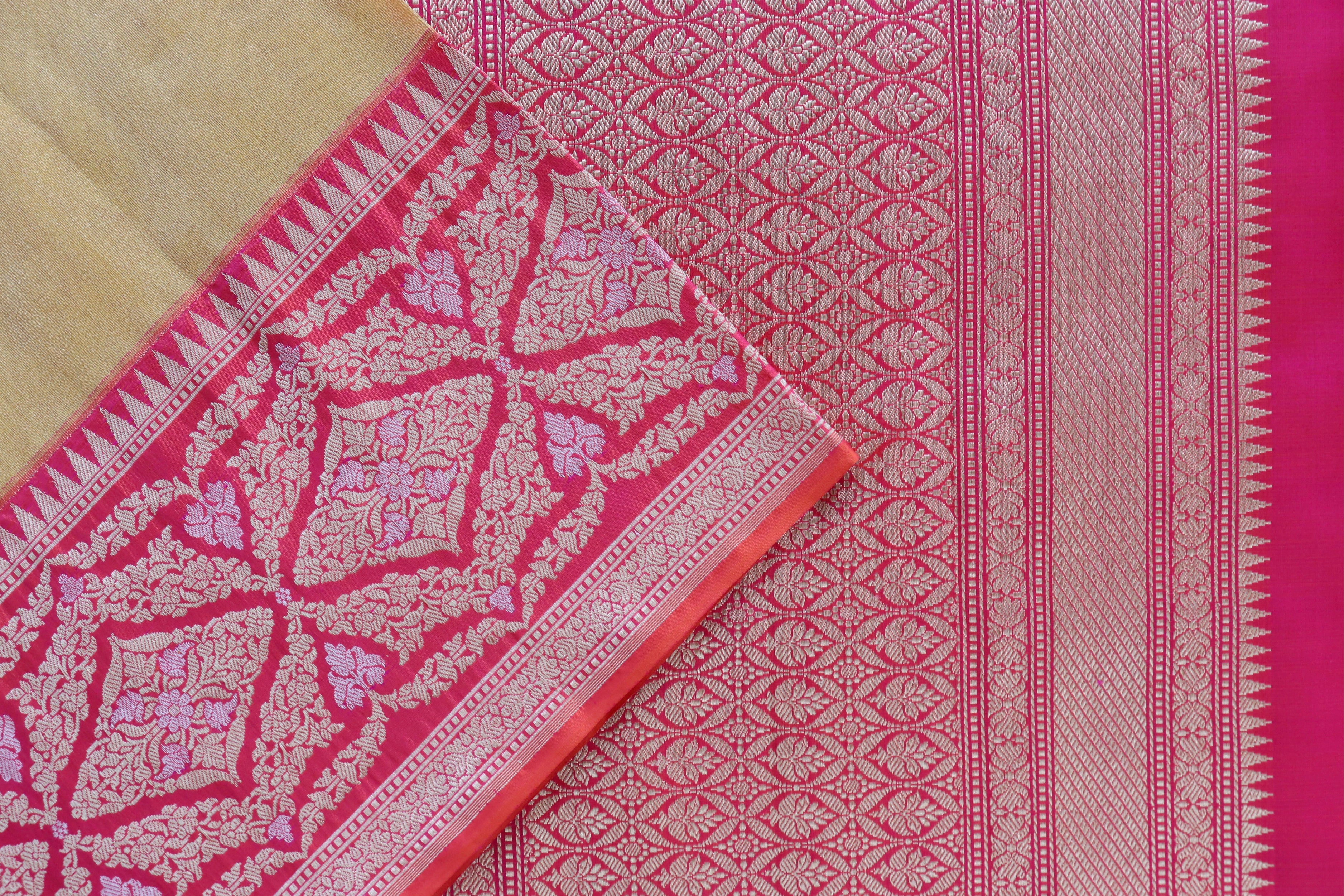 Gold & Red Sona Rupa Pure Silk Handloom Banarasi Saree