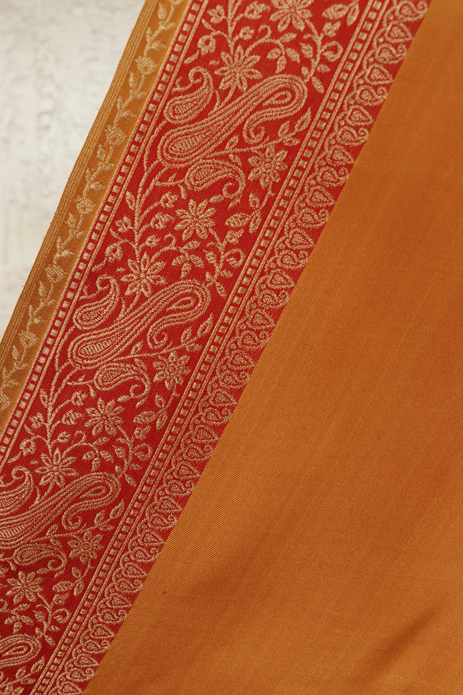 Yellow & Rust Banarasi Handwoven Silk Saree