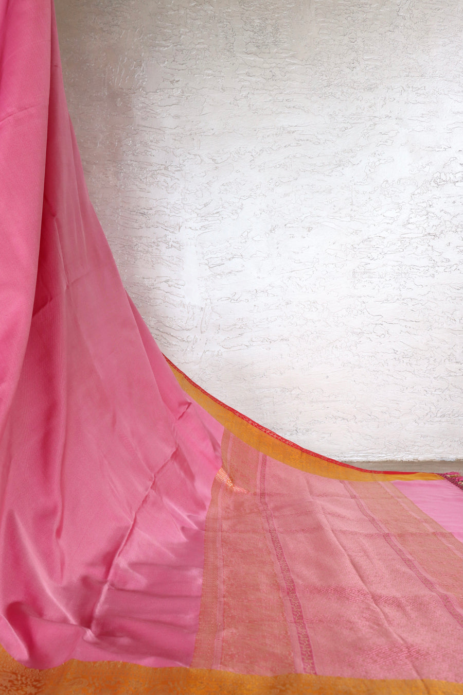 Pink & Orange Banarasi Handwoven Silk Saree