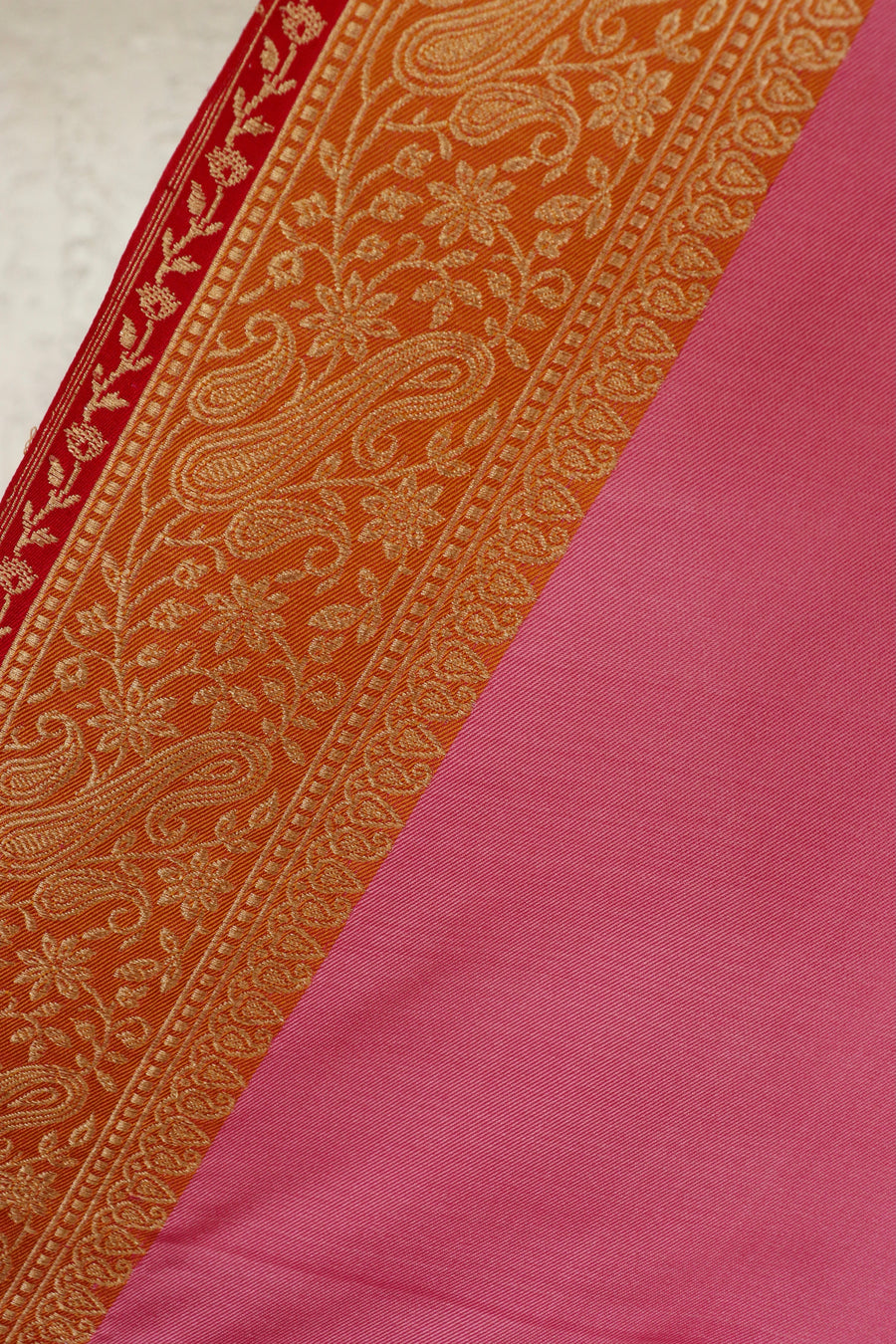 Pink & Orange Banarasi Handwoven Silk Saree