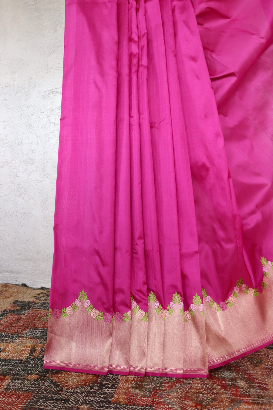 Purple Floral Border Pure Silk Handloom Banarasi Saree