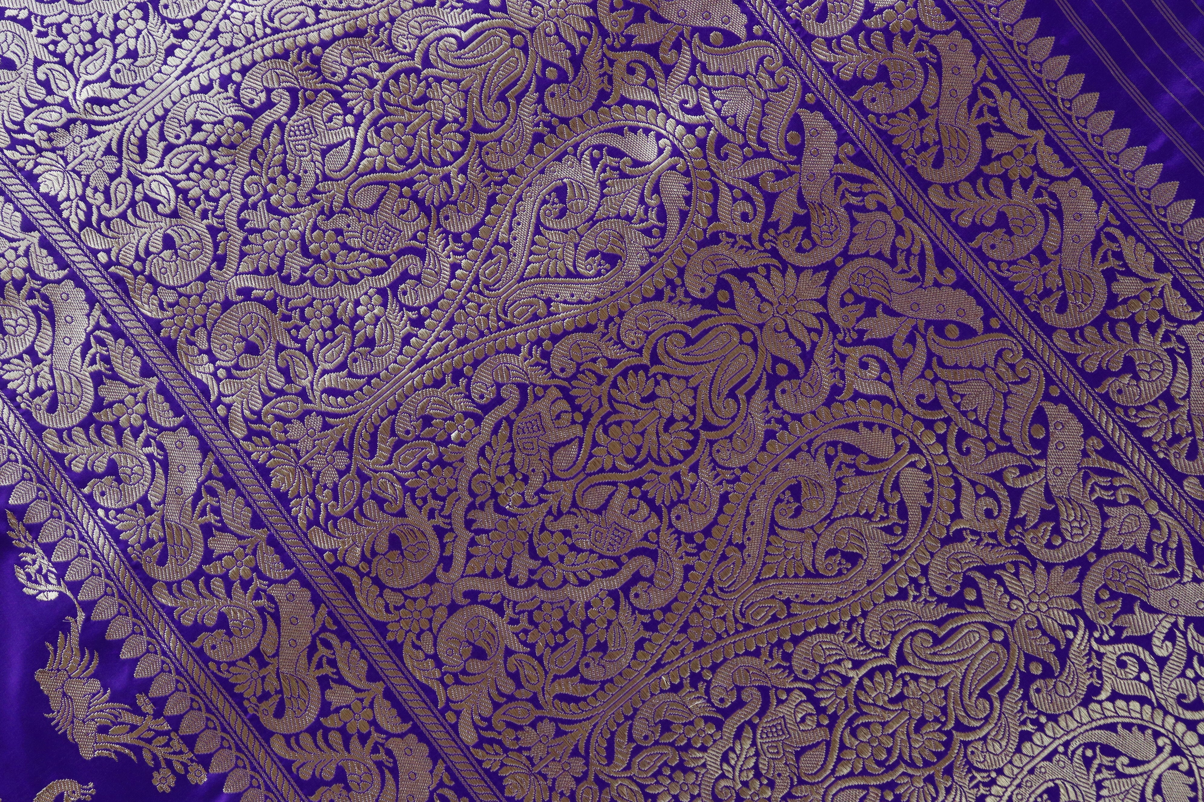 Violet Kadhua Pure Silk Handloom Banarasi Saree