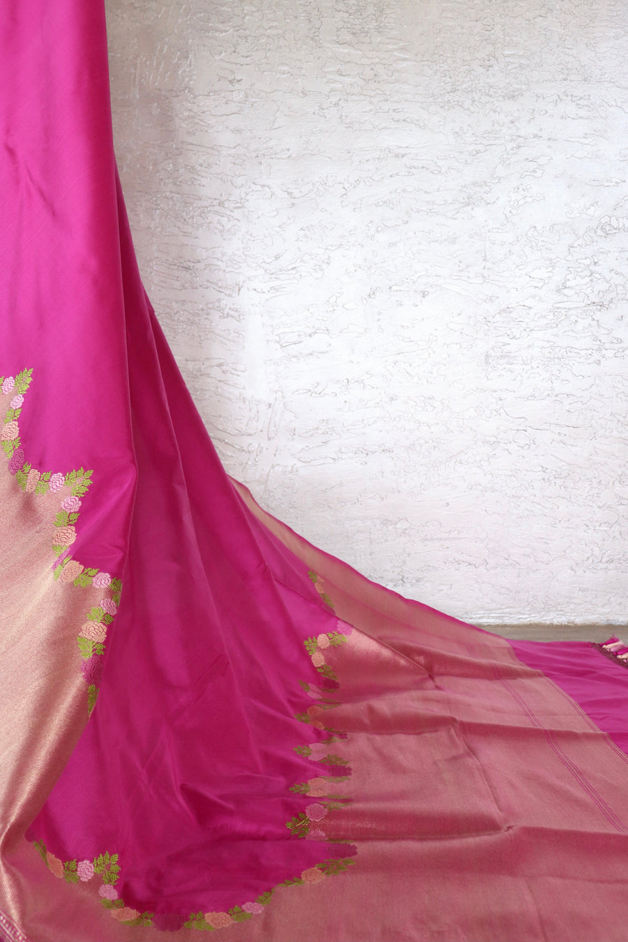 Purple Floral Border Pure Silk Handloom Banarasi Saree