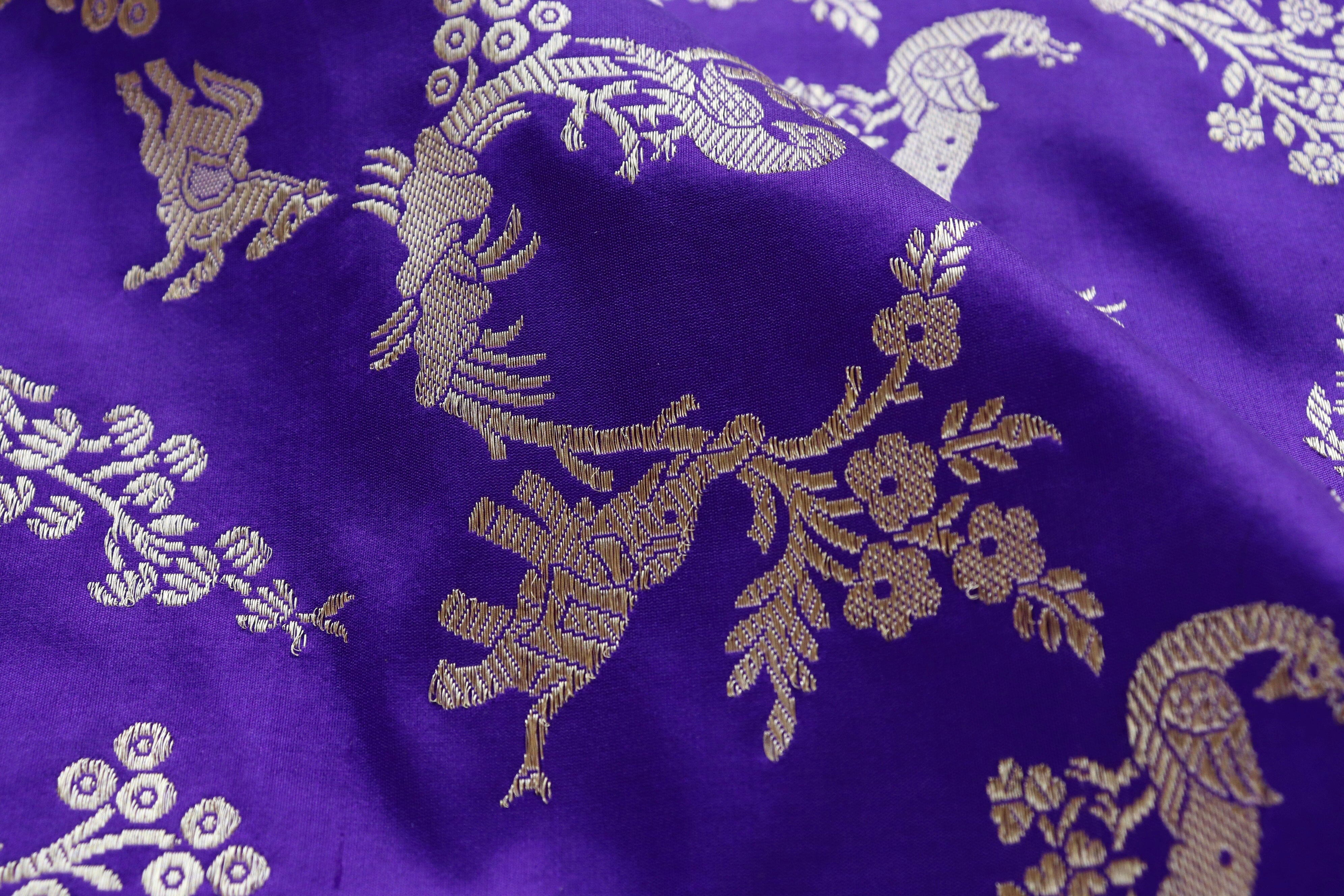 Violet Kadhua Pure Silk Handloom Banarasi Saree