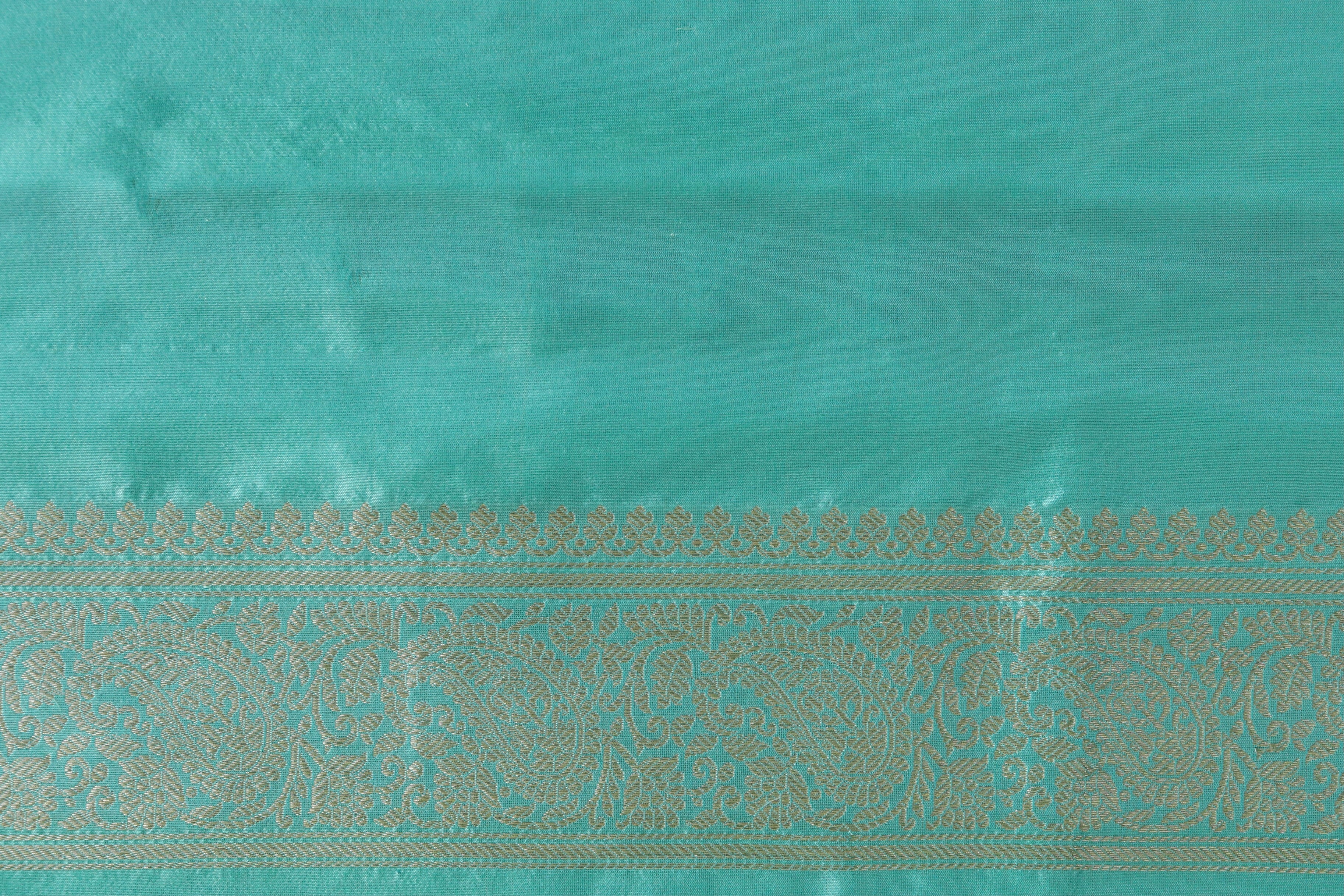 Sea Green Sona Rupa Pure Kora Silk Handloom Saree