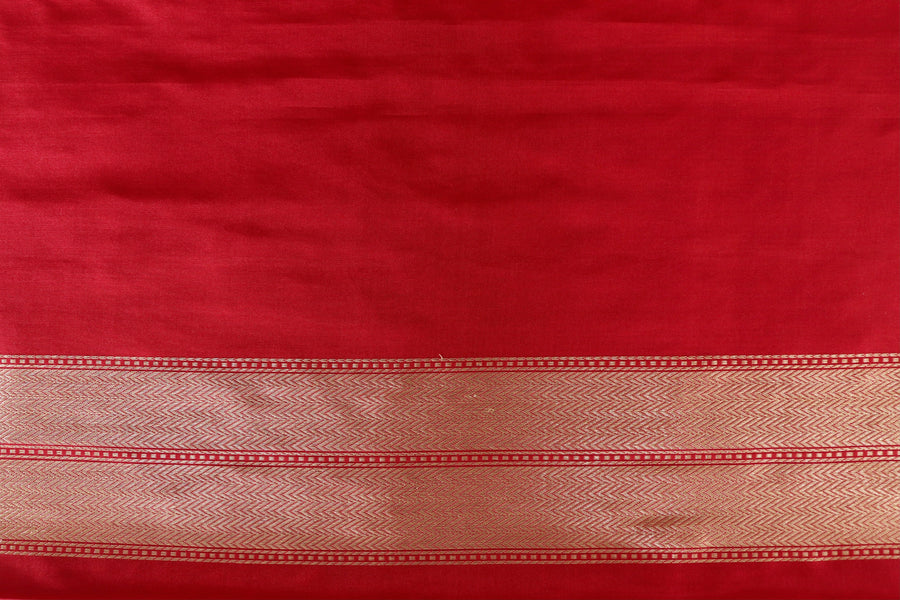 Red Chinar Jangla Pure Silk Handloom Banarasi Saree