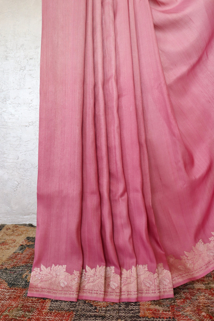 Pink Tussar Silk  Handloom Banarasi Saree