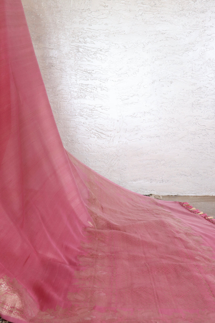 Pink Tussar Silk  Handloom Banarasi Saree