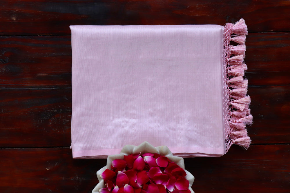 Pink handloom Banarsi saree in Tissue silk