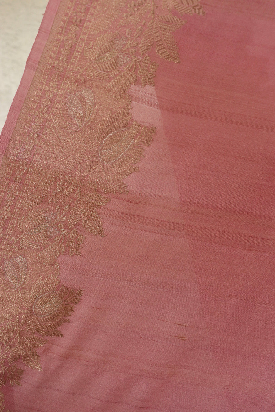 Pink Tussar Silk  Handloom Banarasi Saree