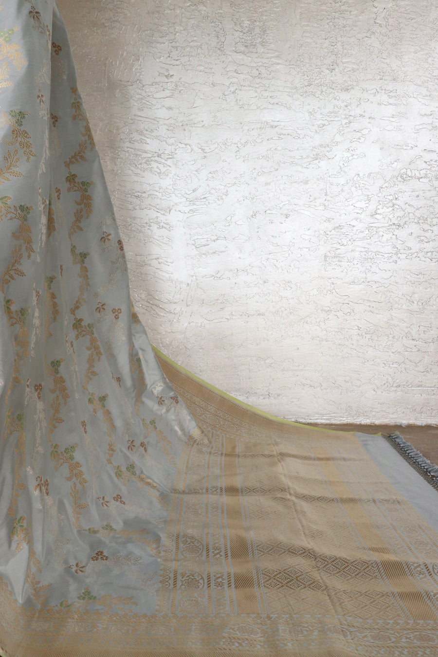 Grey Kadhua Phool Jangla Katan Silk Saree