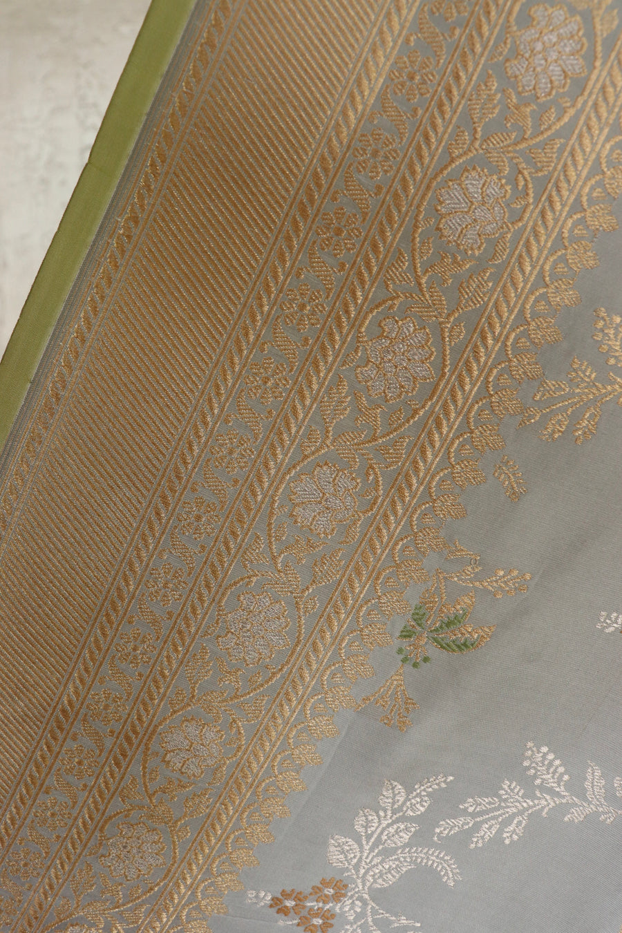 Grey Kadhua Phool Jangla Katan Silk Saree