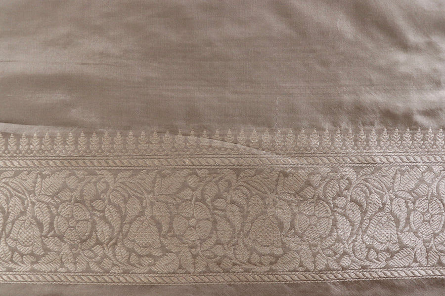 Dove Grey Buta Kadhua Pure Silk Handloom Banarasi Saree