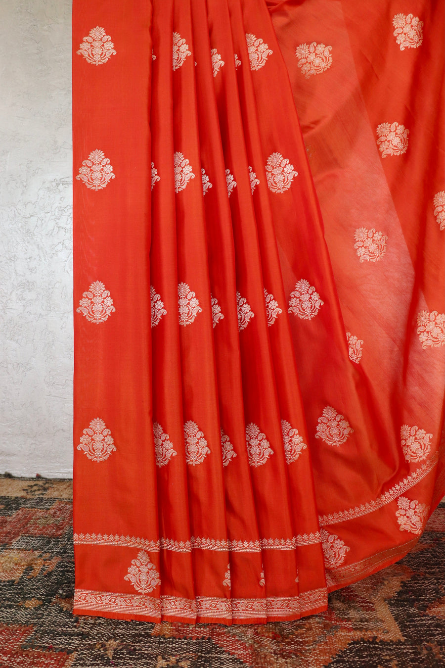 Rust Kadhua Motif Pure Silk Handloom Banarasi Saree