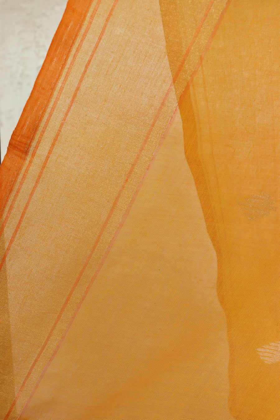 Sunset Yellow Cotton Banarasi Handloom Saree