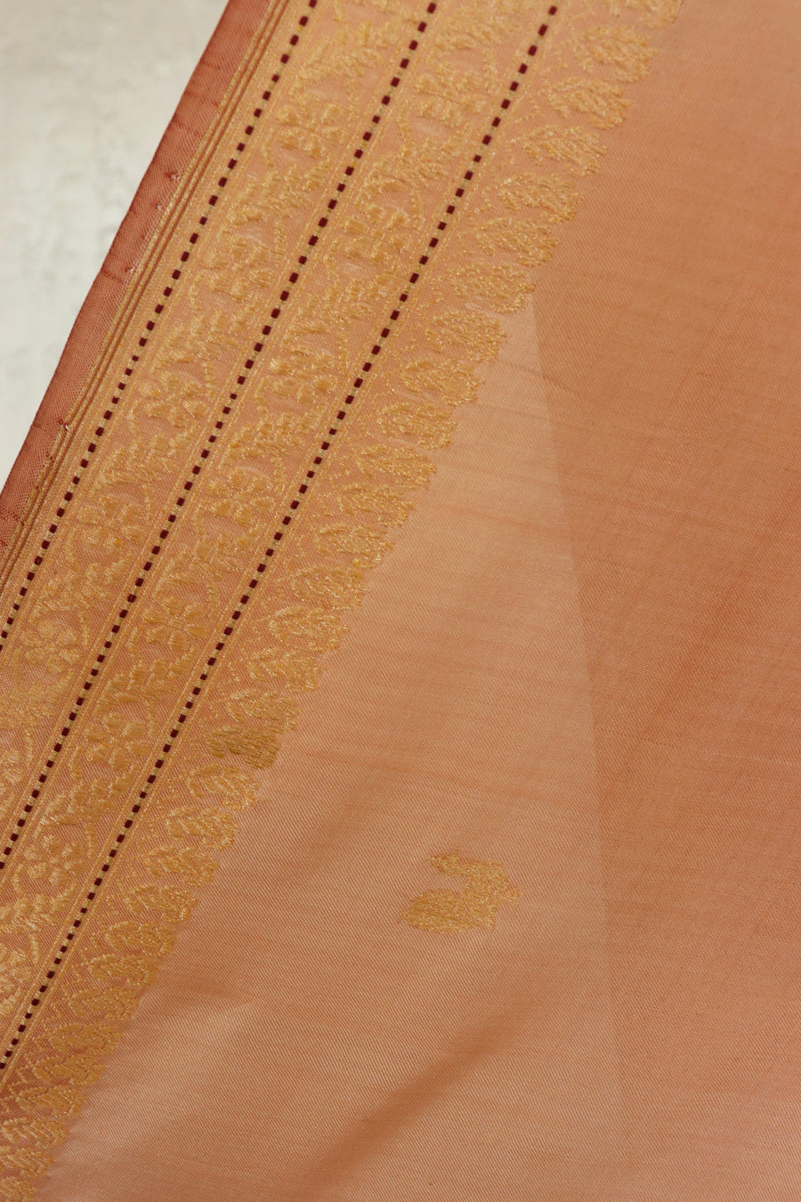 Sandalwood Peacock Motif Pure Silk Handloom Banarasi Saree