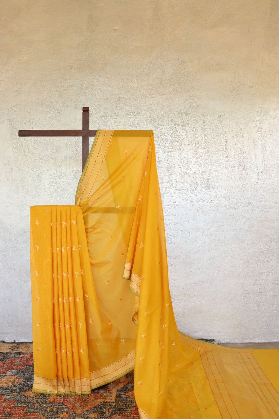 Yellow Cotton Kadhua Motif Banarasi Handloom Saree