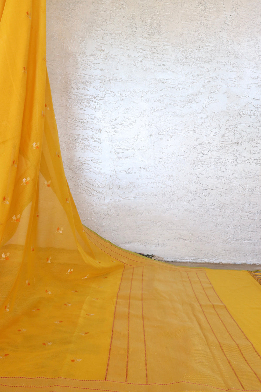 Yellow Cotton Kadhua Motif Banarasi Handloom Saree