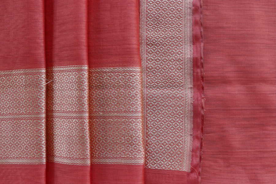 Peach Zari Yoke Silk Handloom Banarasi Suit Set