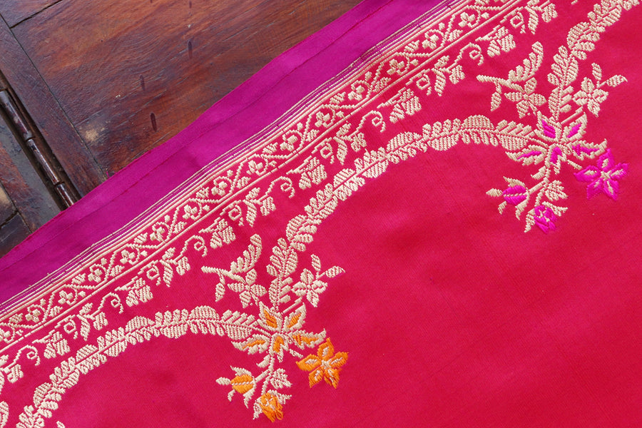 Pink Meenadar Kadhua Banarasi Silk Sarees | Stuti Weaves