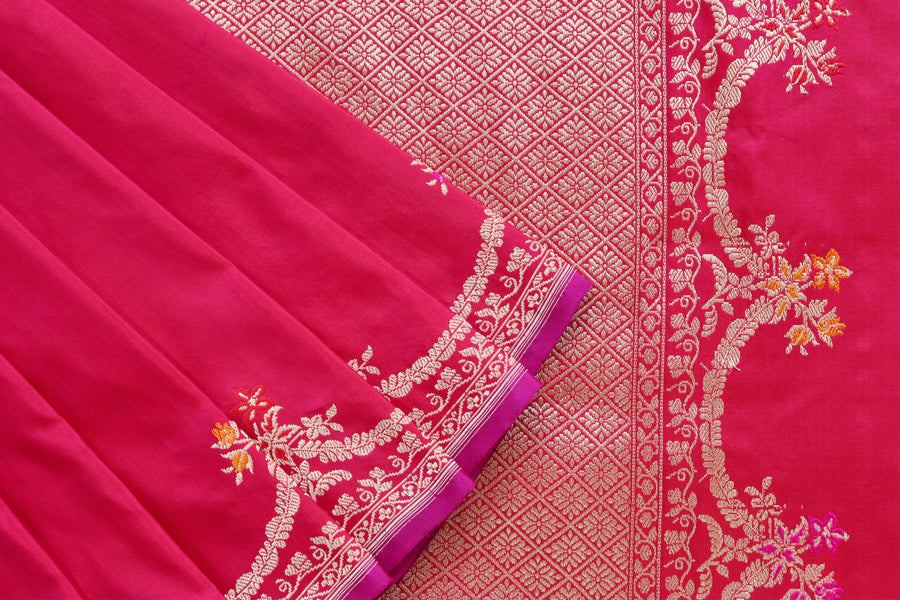 Pink Meenadar Kadhua Banarasi Silk Sarees | Stuti Weaves