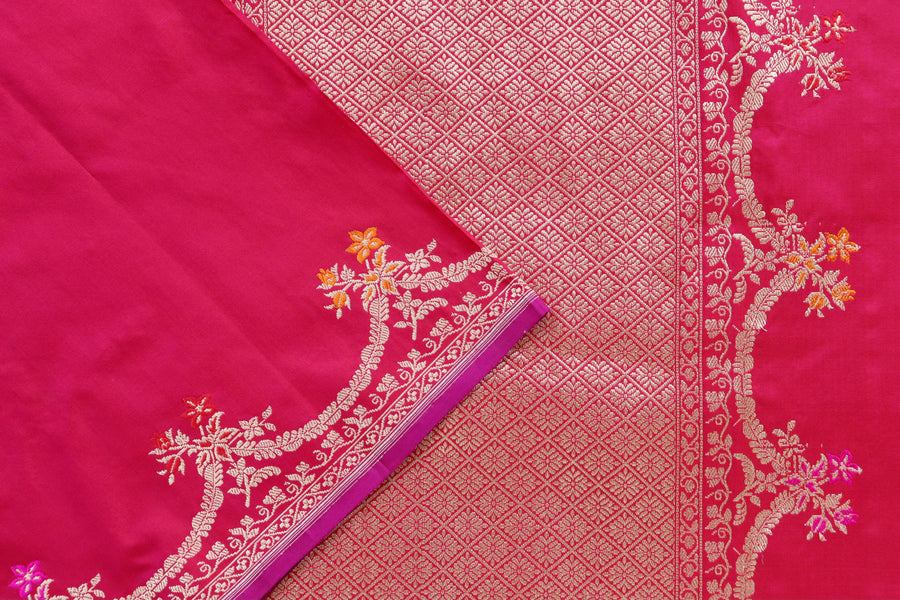 Pink Meenadar Kadhua Banarasi Silk Sarees | Stuti Weaves