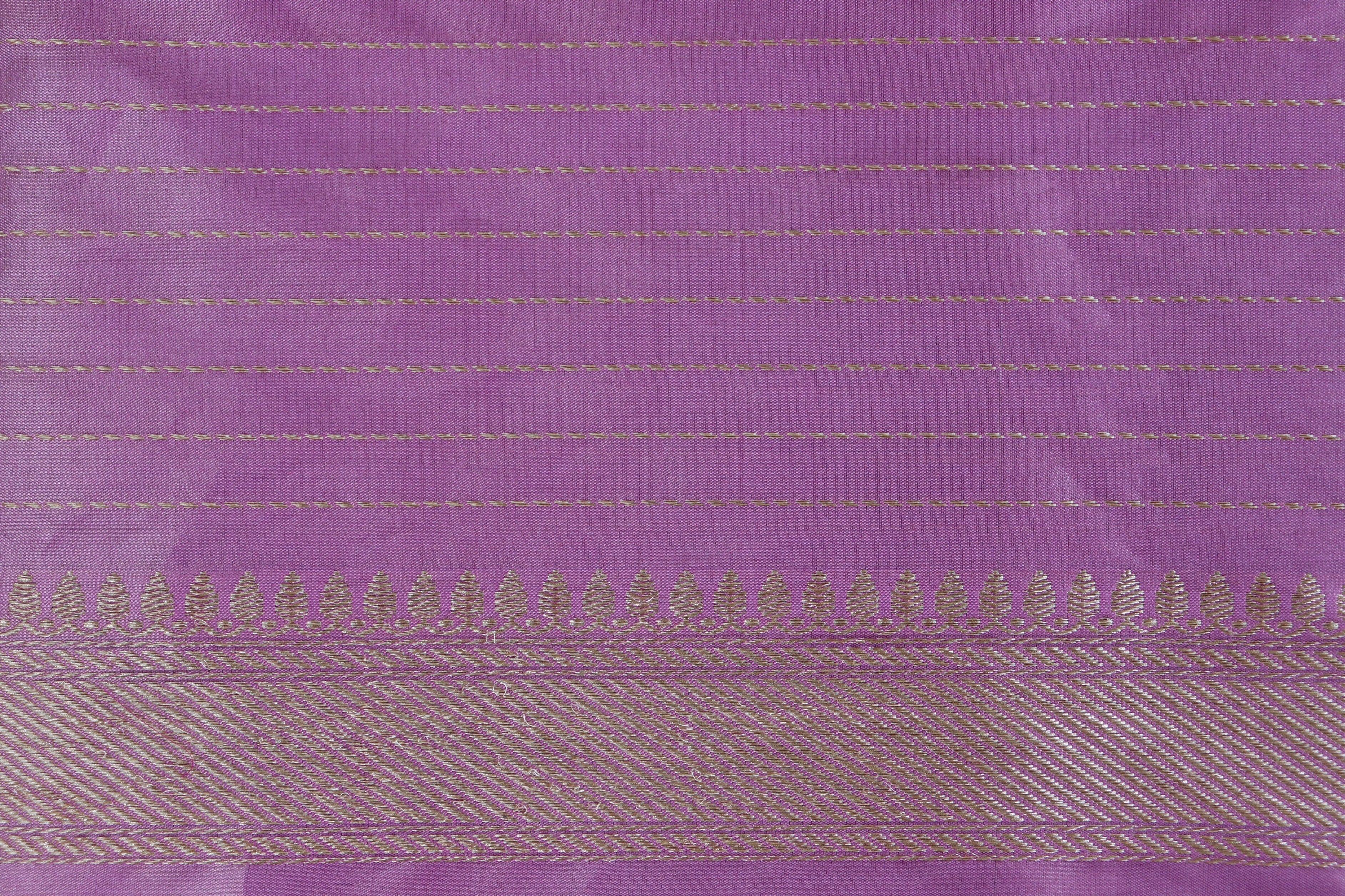 Pink With Sky Blue Tissue With Meenadar Silk Kadiyal Banarasi Saree