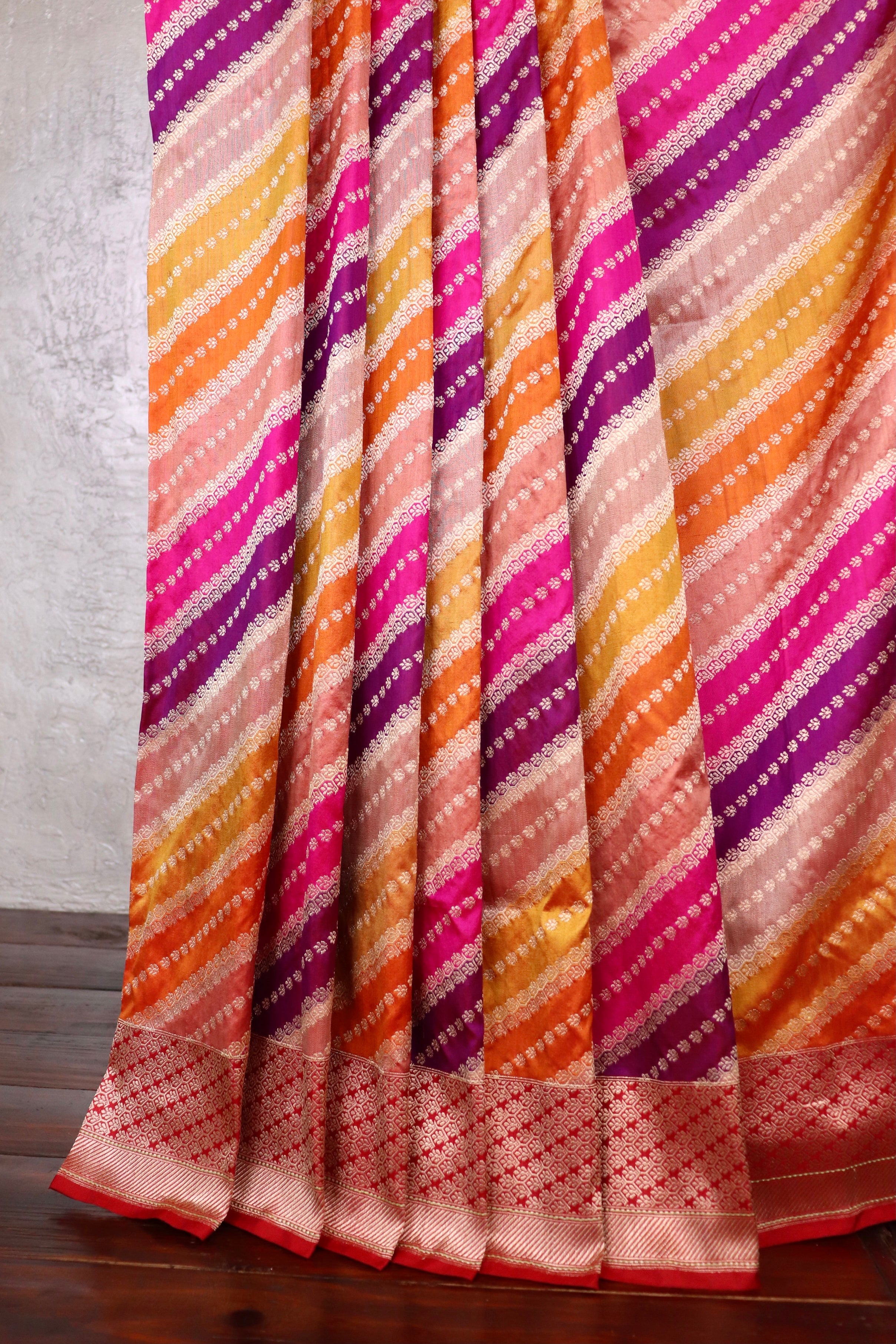 Multicolor Banarasi Rangkaat Pure Silk Handloom Saree